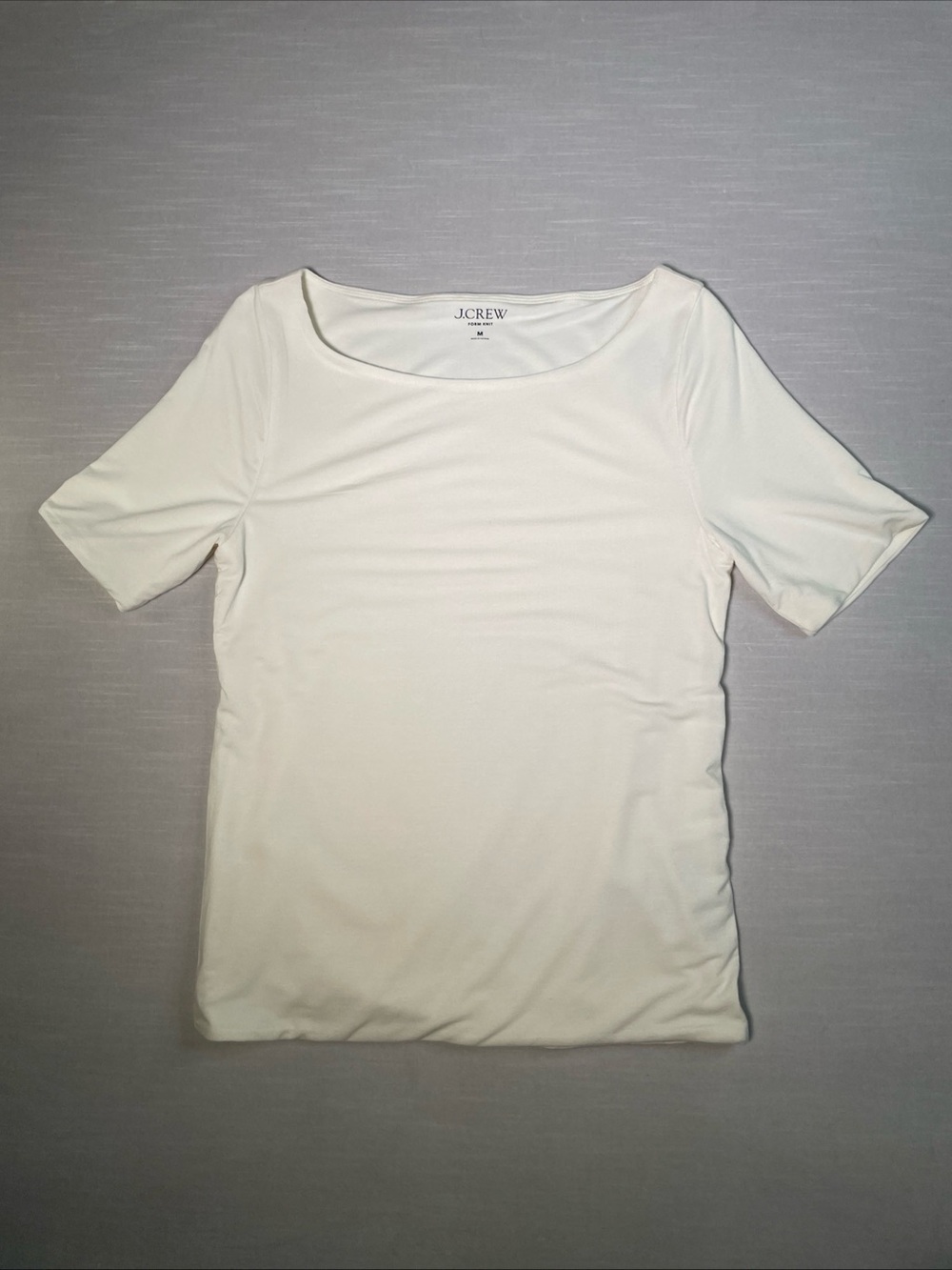 NWT J. Crew Women's Ivory Form Knit Elbow Sleeve Plain Casual T-Shirt Size M